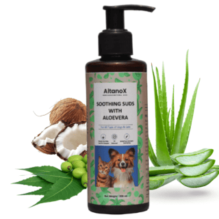 Altanox shoothing suds with aloe vera dog shampoo.